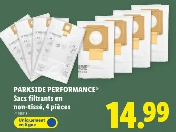Offre: Sacs filtrants en non-tissé