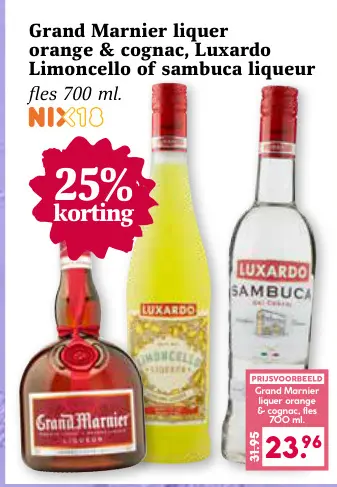 Aanbieding: Grand Marnier liquer orange & cognac, Luxardo Limoncello of sambuca liqueur