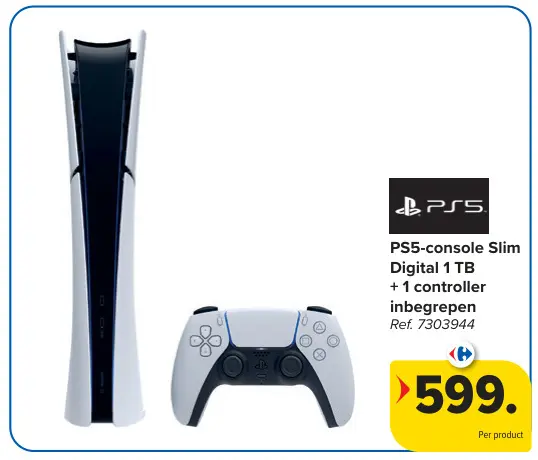 Promotie: PS5-console Slim Digital 1 TB + 1 controller inbegrepen