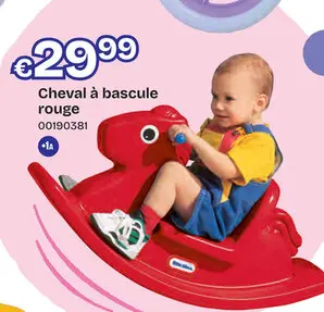 Offre: Little Tikes Rocking Horse, cheval à bascule, rouge, siège bas avec haut dossier pour la stabilité WS738670