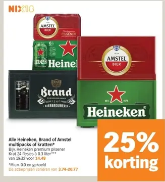 Aanbieding: Alle Heineken, Brand of Amstel multipacks of kratten