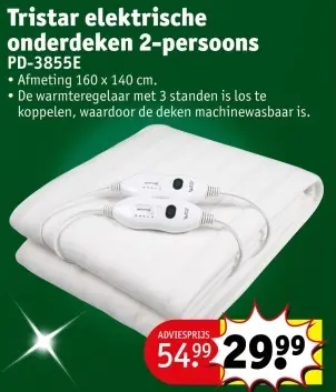 Promotie: Elektrische onderdeken 2-persoons