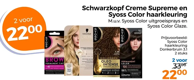 Aanbieding: Schwarzkopf Creme Supreme en Syoss Color haarkleuring