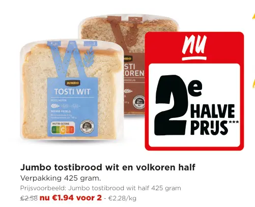 Promotie: Tostibrood wit en volkoren half