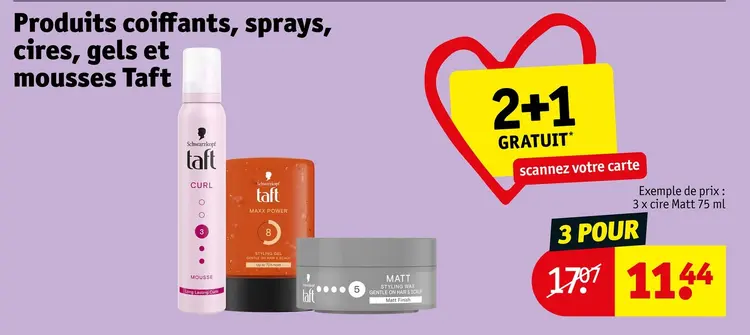 Offre: Produits coiffants, sprays, cires, gels et mousses