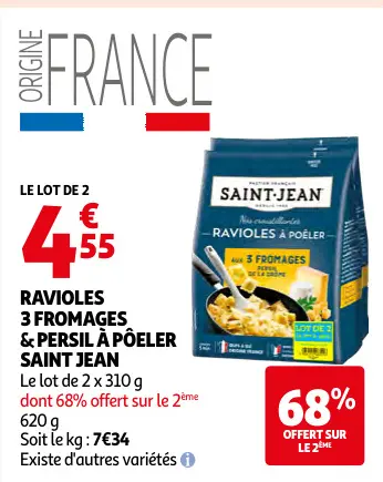 Offre: Ravioles 3 fromages & persil à poêler
