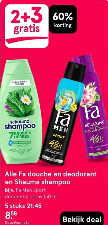 Aanbieding: Douche en deodorant en Shauma shampoo
