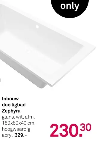 Aanbieding: Inbouw duo ligbad Zephyra