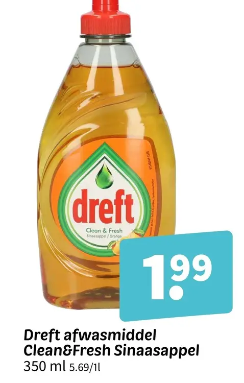 Promotie: Dreft afwasmiddel Clean&Fresh Sinaasappel