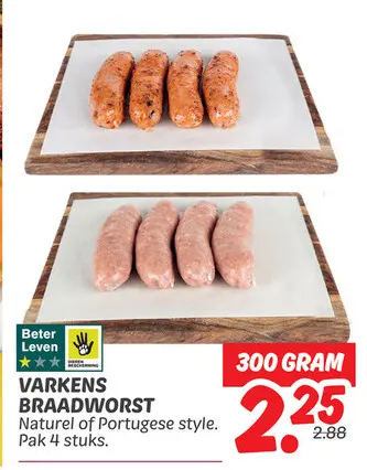 Varkens braadworst