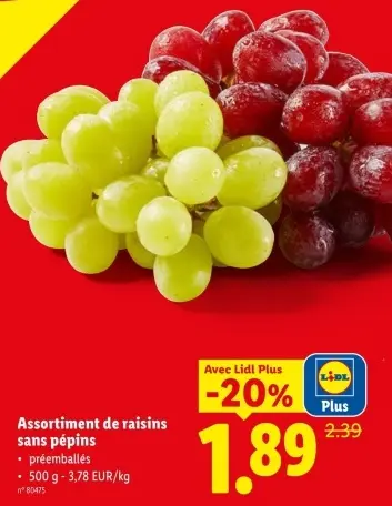 Offre: Assortiment de raisins sans pépins