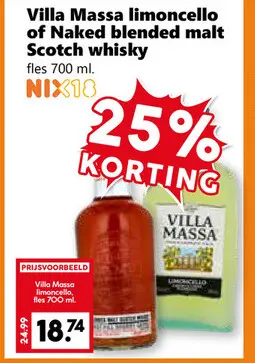 Aanbieding: Villa Massa limoncello of Naked blended malt 