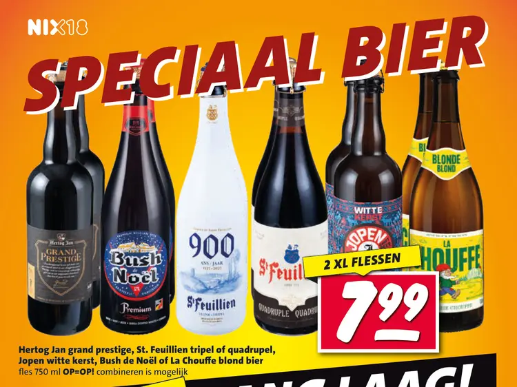 Aanbieding: Hertog Jan grand prestige, St. Feuillien tripel of quadrupel, Jopen witte kerst, Bush de Noël of La Chouffe blond bier