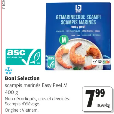 Offre: Scampis marinés Easy Peel M