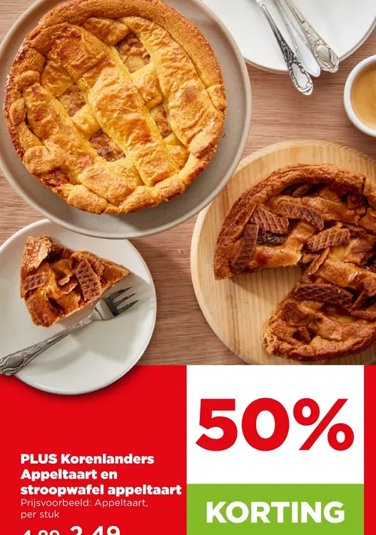 Aanbieding: PLUS Korenlanders Appeltaart en stroopwafel a