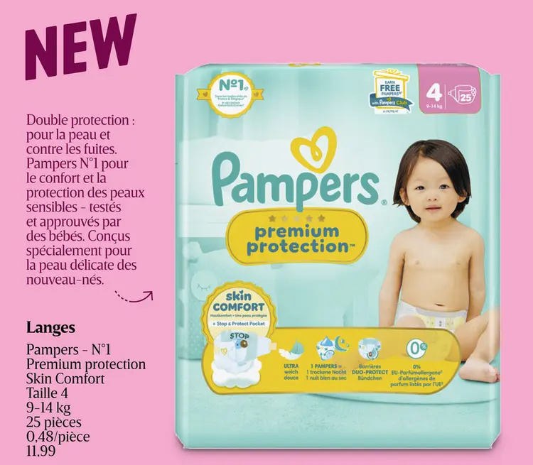 Offre: Pampers - N°1 Premium protection Skin Comfort