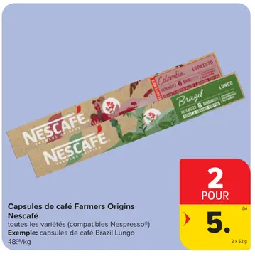 Offre: Capsules de café Farmers Origins