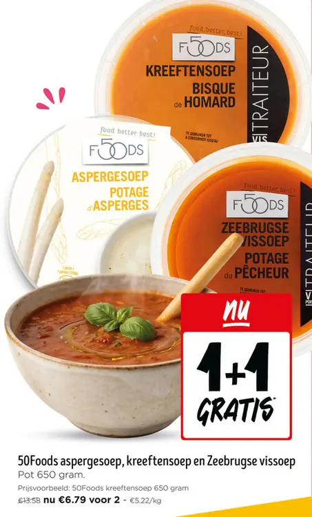 Promotie: 50Foods aspergesoep, kreeftensoep en Zeebrugse vissoep
