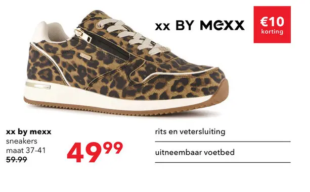 Aanbieding: XX by Mexx dames sneakers met panterprint bruin