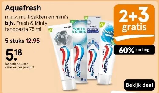 Aanbieding: Aquafresh tandpasta