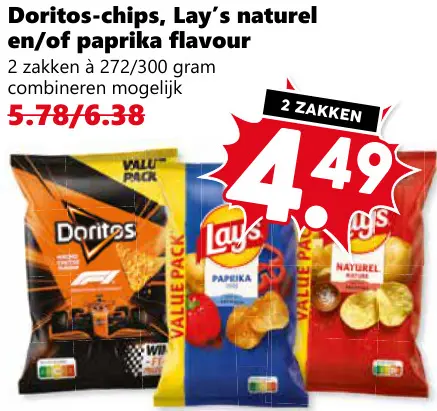 Aanbieding: Chips, naturel en/of paprika flavour