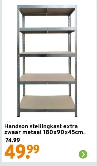 Aanbieding: Stellingkast extra zwaar metaal 180x90x45cm