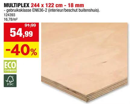 Promotie: Multiplex 244x122 cm 18mm