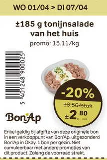 Promotie: Tonijnsalade van het huis