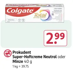 Aanbieding: Prokudent Super-Haftcreme Neutral oder Minze