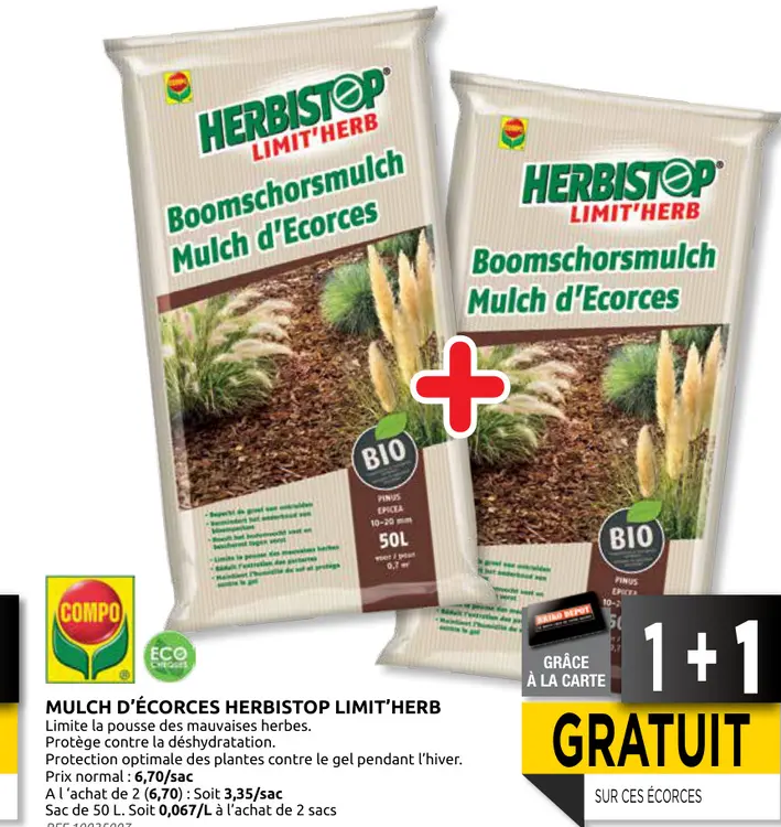 Offre: Mulch d'écorces HERBISTOP limit'herb