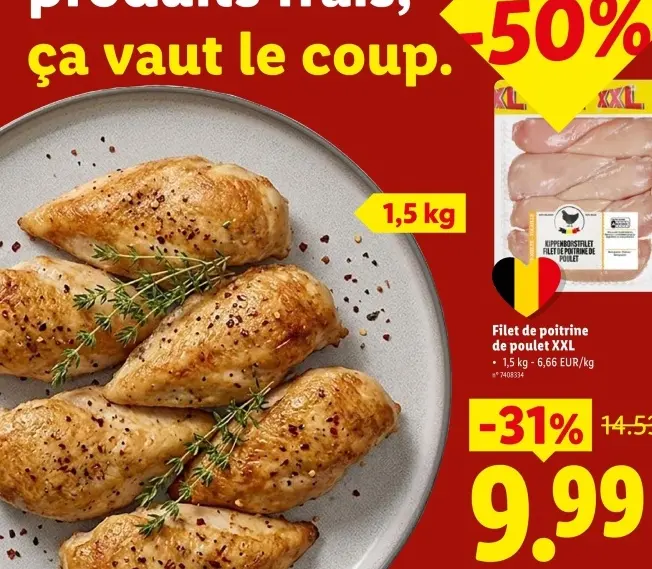 Offre: Filet de poitrine de poulet XXL