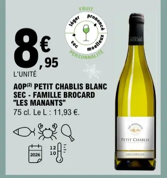Promotie: Petit chablis blanc sec - "les manants"