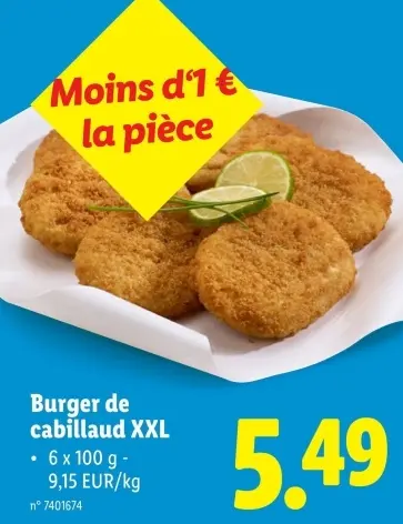 Offre: Burger de cabillaud XXL
