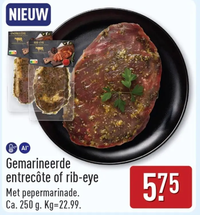 Aanbieding: Gemarineerde entrecôte of rib-eye