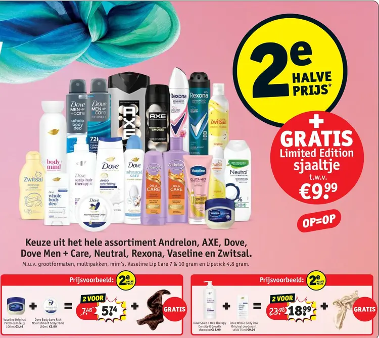 Aanbieding: Andrelon, AXE, Dove, Dove Men + Care, Neutral, Rexona, Vaseline en Zwitsal