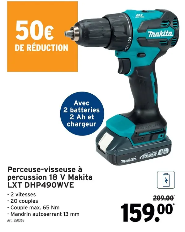 Offre: Perceuse-visseuse à percussion 18 V Makita LX