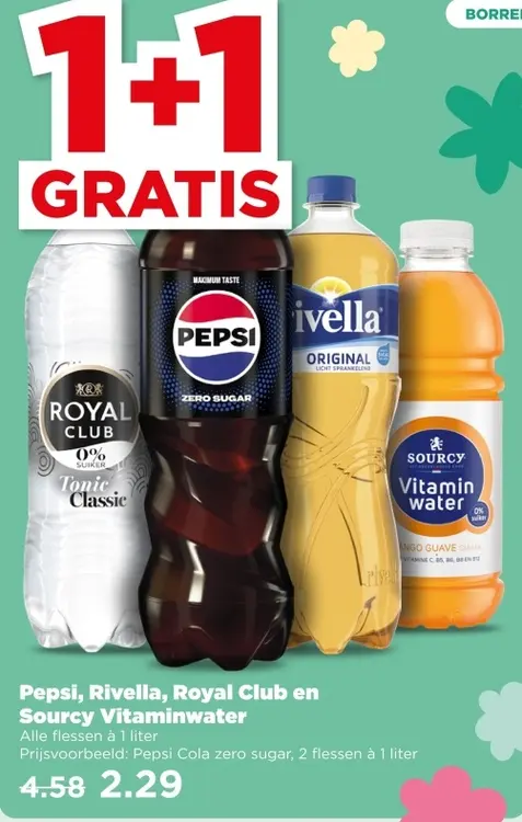 Aanbieding: Pepsi, Rivella, Royal Club en Sourcy Vitaminwater