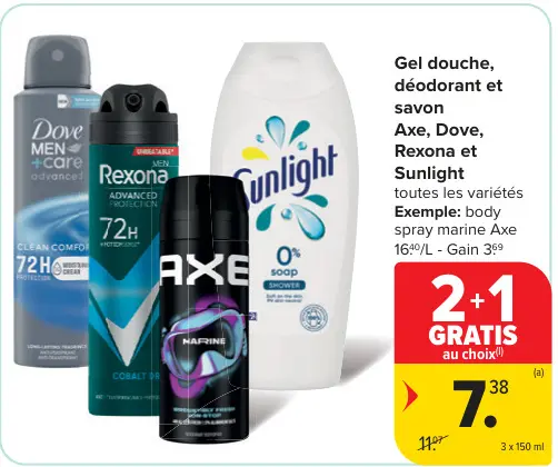 Offre: Gel douche, déodorant et savon