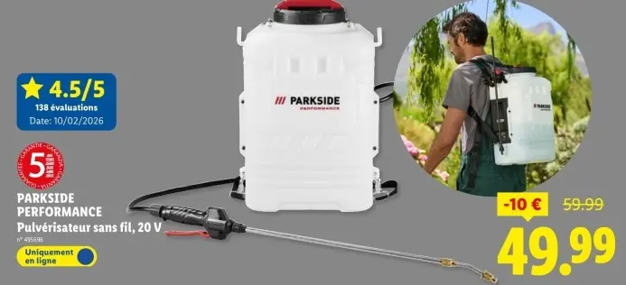 Offre: Pulvérisateur sans fil, 20 V