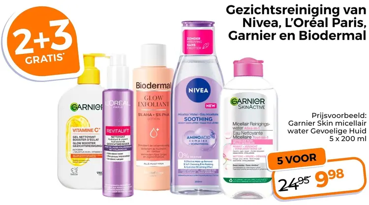 Aanbieding: Gezichtsreiniging van Nivea, L'Oréal Paris, Garnier en Biodermal