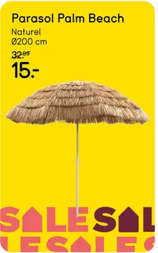 Aanbieding: Parasol Palm Beach – naturel – Ø200 cm