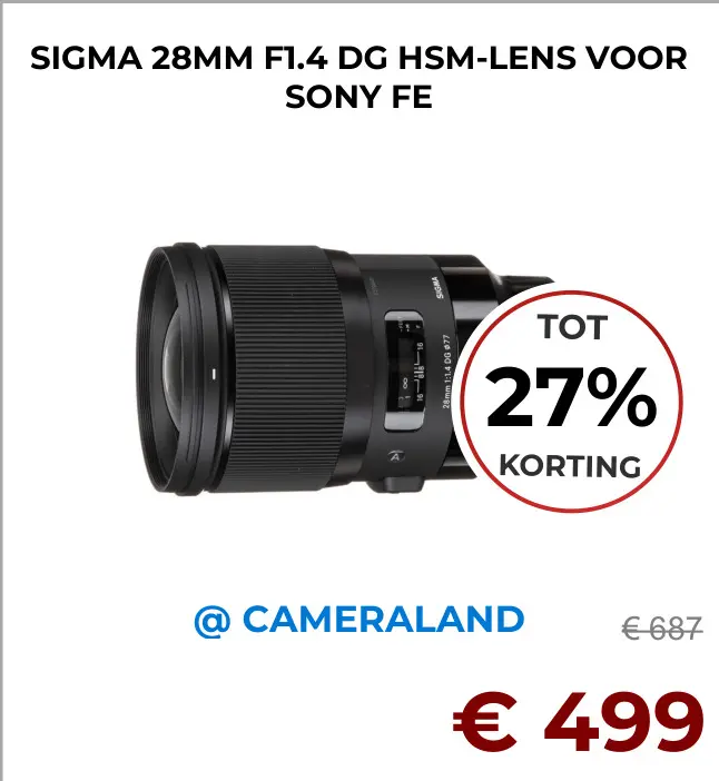 Aanbieding: 28mm f1.4 dg hsm-lens voor SONY fe