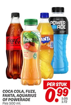 Aanbieding: COCA COLA, FUZE, FANTA, AQUARIUS OF POWERADE