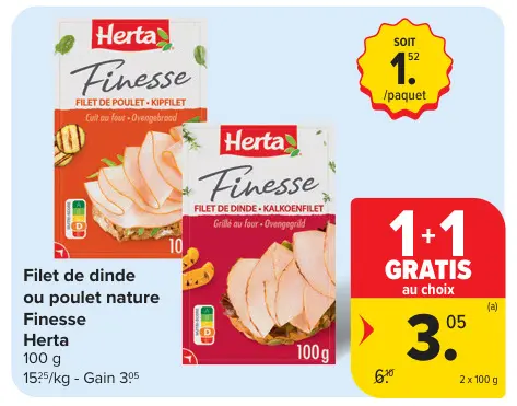 Offre: Filet de dinde ou poulet nature Finesse