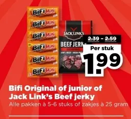 Aanbieding: Bifi Original of junior of Jack Link's Beef jerky
