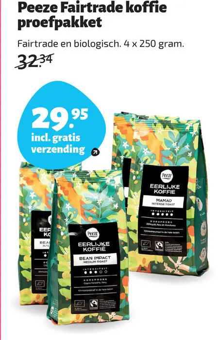 Aanbieding: Peeze Fairtrade koffie proefpakket