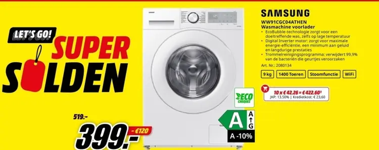 Promotie: WW91CGC04ATHEN Wasmachine voorlader