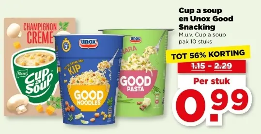 Aanbieding: Cup a soup en Unox Good Snacking