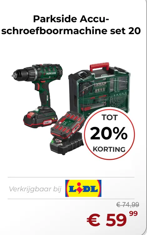 Aanbieding: Accu-schroefboormachine set 20