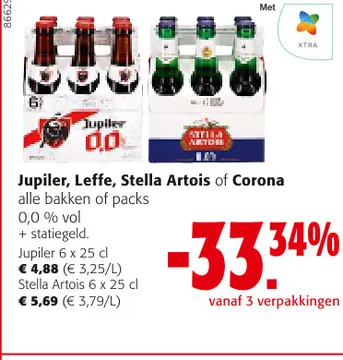 Aanbieding: Jupiler, Leffe, Stella Artois of Corona